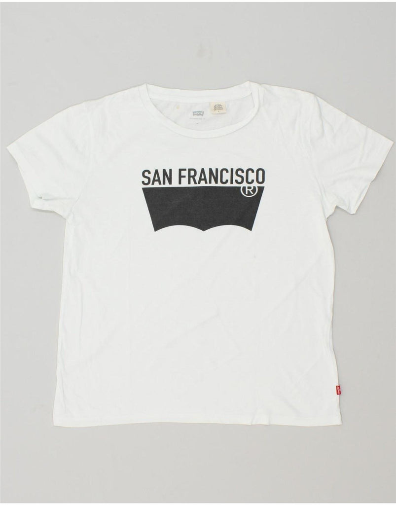 LEVI'S Womens San Francisco Graphic T-Shirt Top UK 14 Medium White Vintage Levi's and Second-Hand Levi's from Messina Hembry 