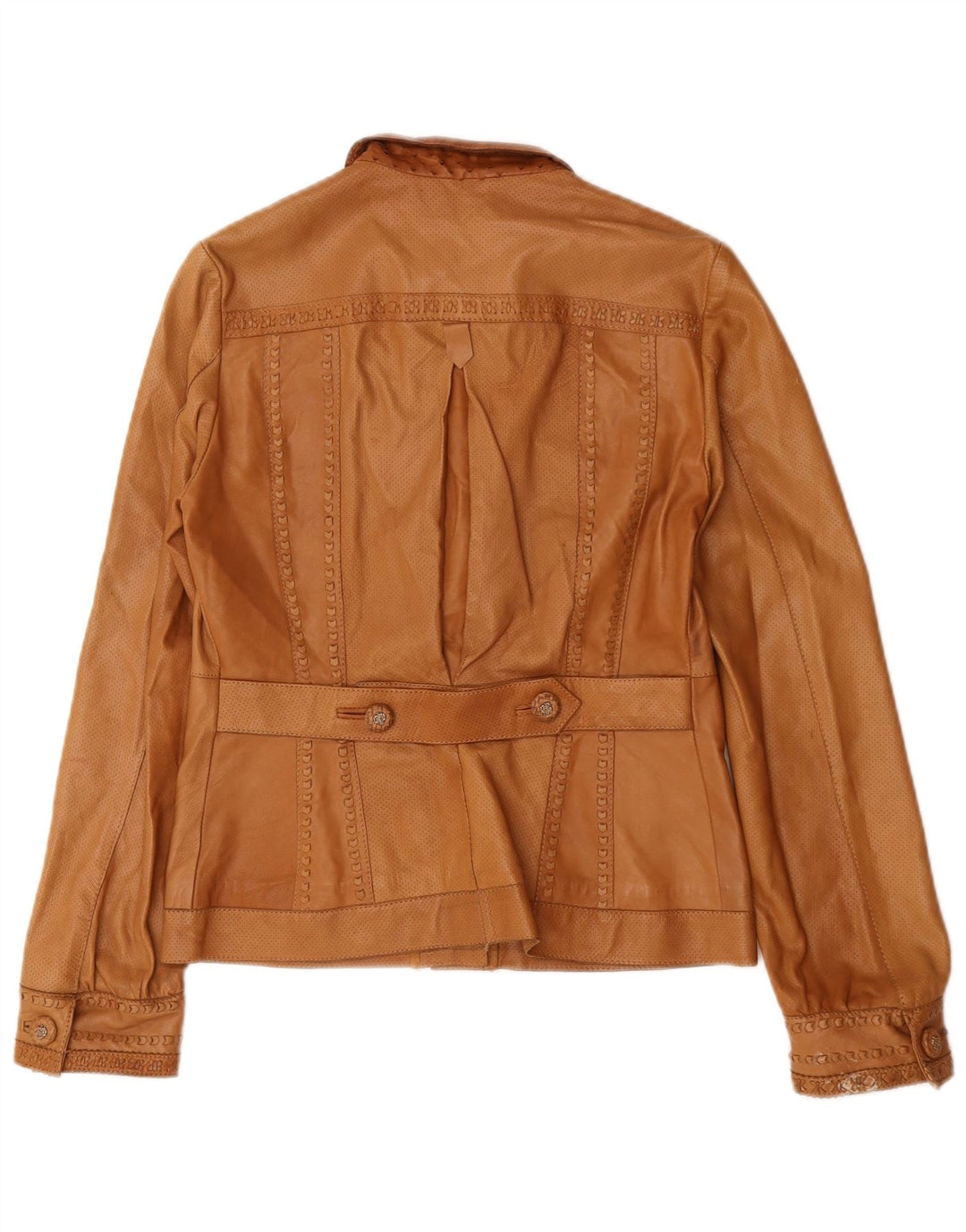 Vintage Womens Leather Jacket IT 44 Medium Brown Leather