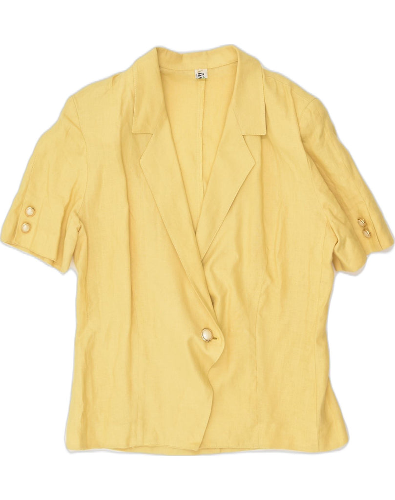 VINTAGE Womens Short Sleeve 1 Button Blazer Jacket IT 46 Large Yellow | Vintage Vintage | Thrift | Second-Hand Vintage | Used Clothing | Messina Hembry 