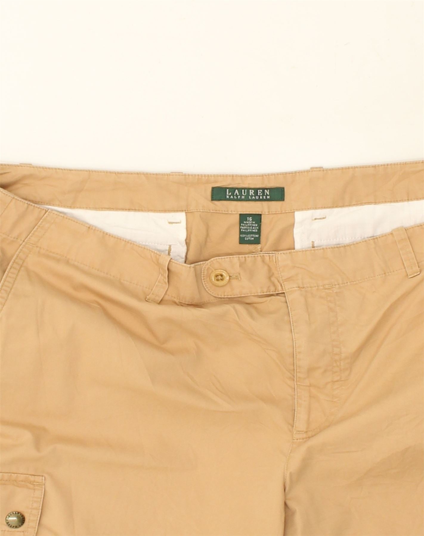 Ralph Lauren Womens Straight Cargo Trousers US 16 2XL W40 L27 Beige | Vintage Clothing