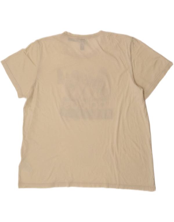 Adidas Mens Graphic T-Shirt Top 2XL Off White Cotton