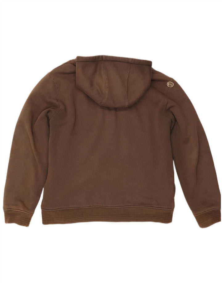 ANIMAL Mens Graphic Zip Hoodie Sweater Large Brown Cotton