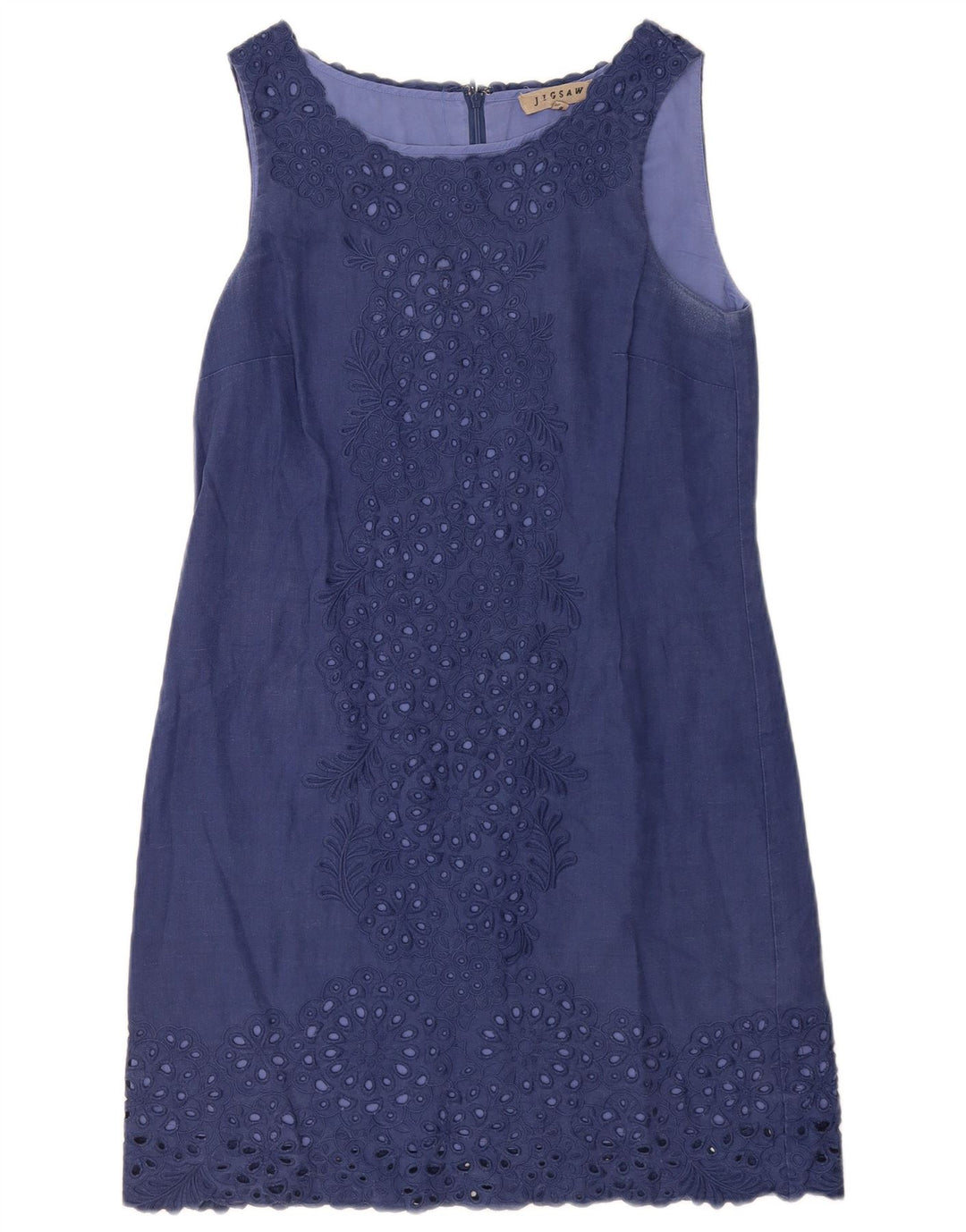 Jigsaw Womens Sleeveless Basic Dress UK 10 Small Navy Blue Floral Linen