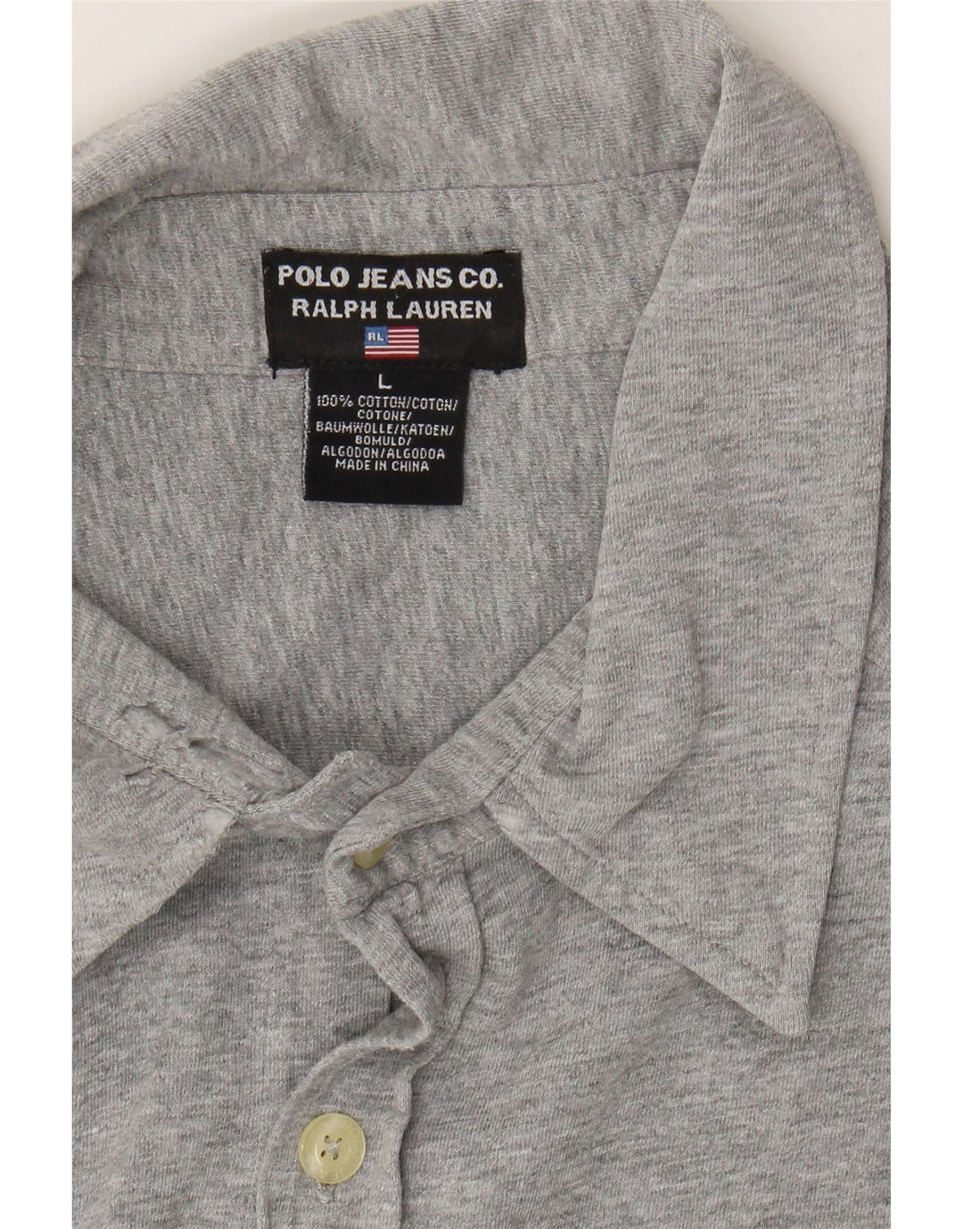 POLO RALPH LAUREN Mens Shirt Large Grey Cotton Vintage Polo Ralph Lauren and Second-Hand Polo Ralph Lauren from Messina Hembry 