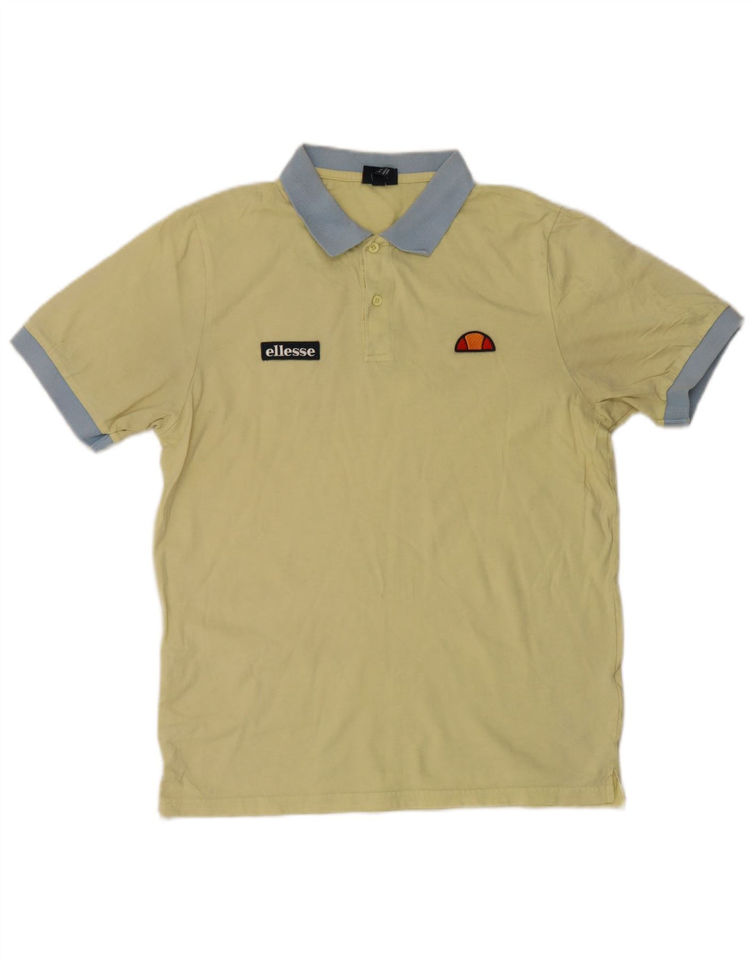 Ellesse Mens Polo Shirt Large Yellow Colourblock Cotton