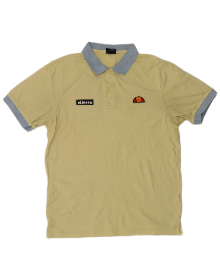 Ellesse Mens Polo Shirt Large Yellow Colourblock Cotton