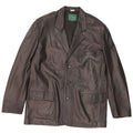 Vintage Mens 3 Button Leather Blazer Jacket IT 56 2XL Black