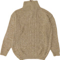 VINTAGE Mens Zip Neck Jumper Sweater 2XL Beige Polyacrylic
