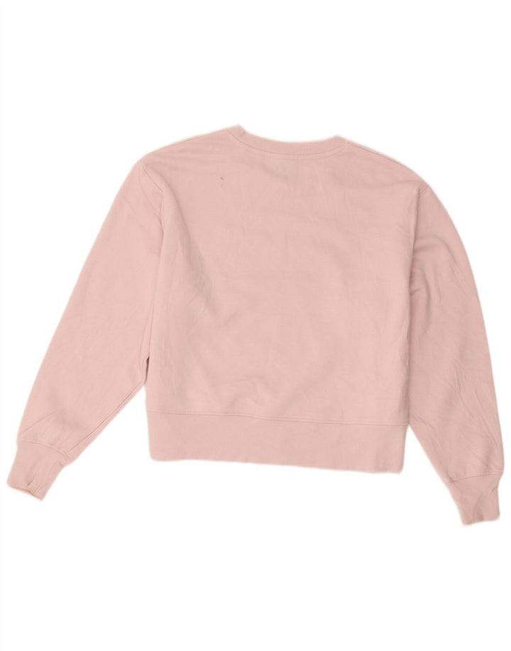 Champion Womens Graphic Oversized Sweatshirt Jumper UK 10 Small Pink Cotton