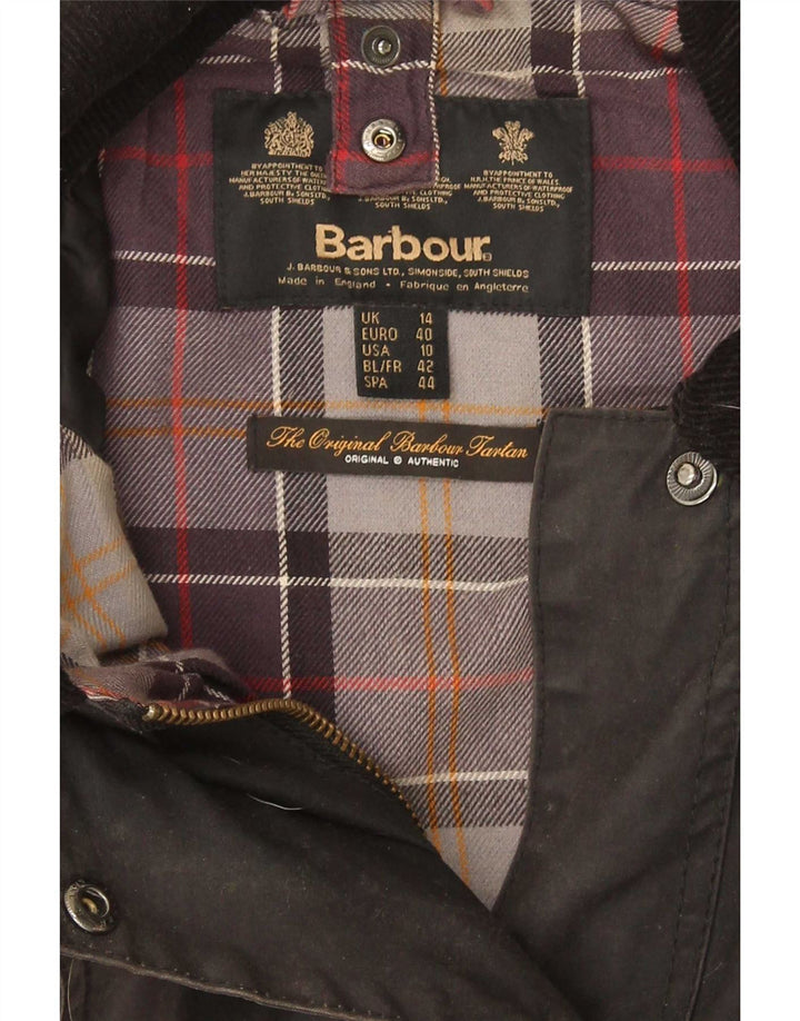 Barbour Womens Waxed Cotton Jacket UK 14 Large Grey