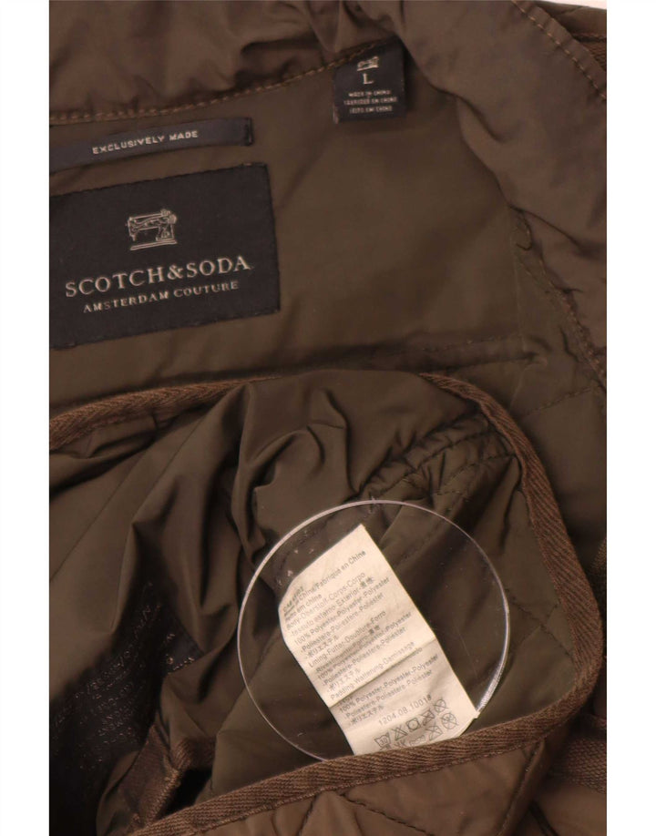Scotch & Soda Mens Quilted Jacket UK 40 Large Khaki Polyester