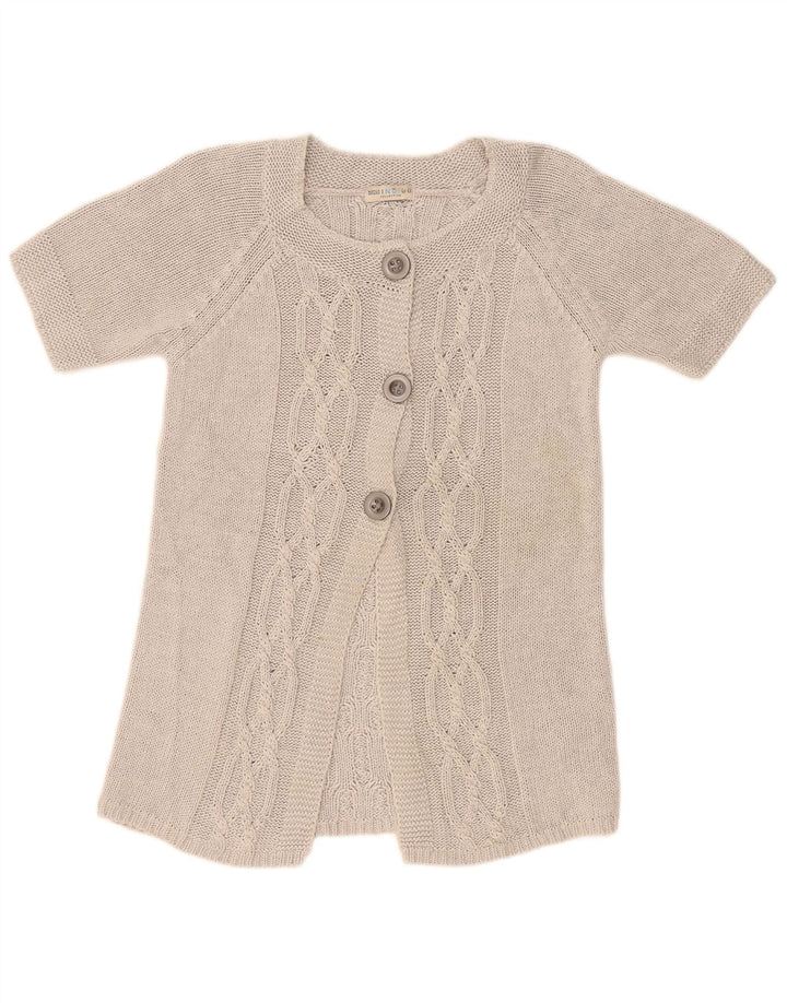 Marks & Spencer Womens Short Sleeve Cardigan Sweater UK 12 Medium Silver