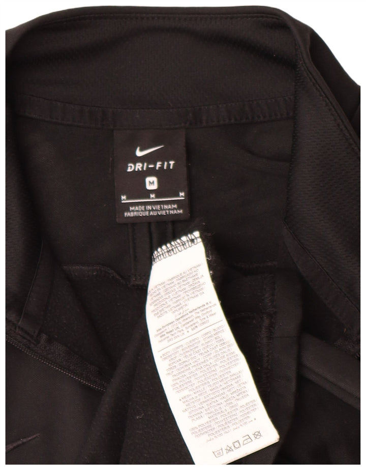 Nike Mens Dri Fit Zip Neck Sweatshirt Jumper Medium Black Polyester