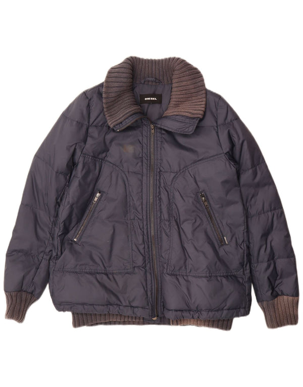 Diesel Mens Loose Fit Padded Jacket UK 34 XS Navy Blue Nylon