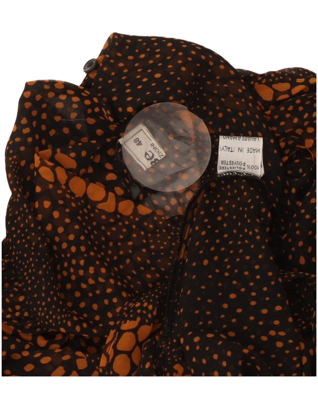 Vintage Womens Long Sleeve Oversized Blouse Top IT 48 XL Brown Spotted