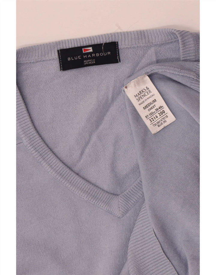 Marks & Spencer Mens Blue Harbour V-Neck Jumper Sweater Medium Acrylic