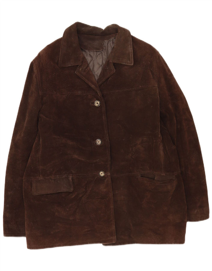 Vintage Womens Suede Jacket IT 46 Large Brown Leather