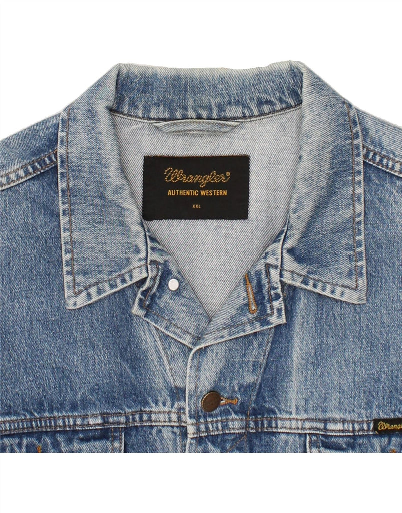 WRANGLER Mens Denim Jacket UK 44 2XL Blue Cotton | Vintage Wrangler | Thrift | Second-Hand Wrangler | Used Clothing | Messina Hembry 