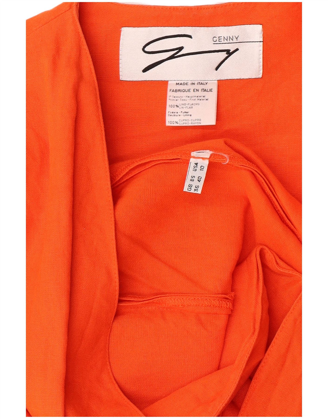 Genny Womens 2 Piece Set US 10 Large Orange Linen