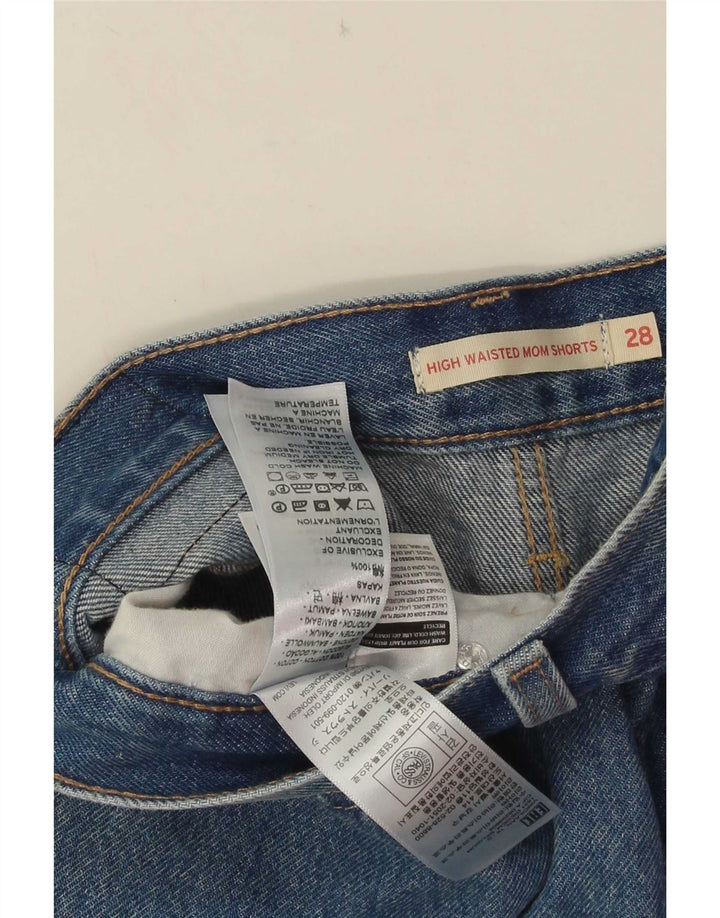 Levi's Womens Mom High Waist Denim Shorts W28 Medium Blue Cotton