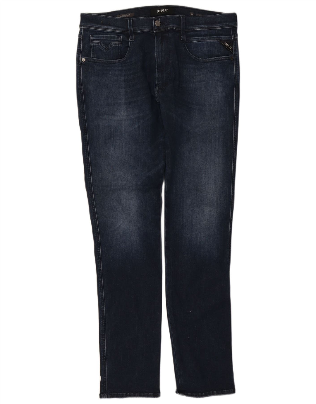 REPLAY Womens Flex Slim Jeans W36 L34 Navy Blue Cotton
