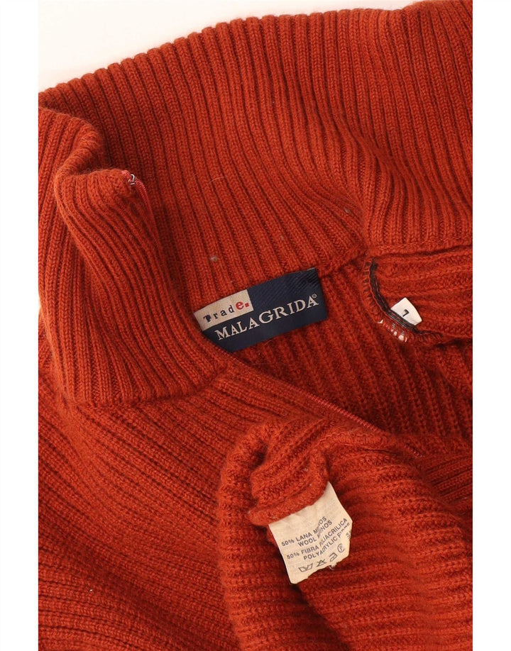 Malagrida Mens Cardigan Sweater Large Orange Merino Wool