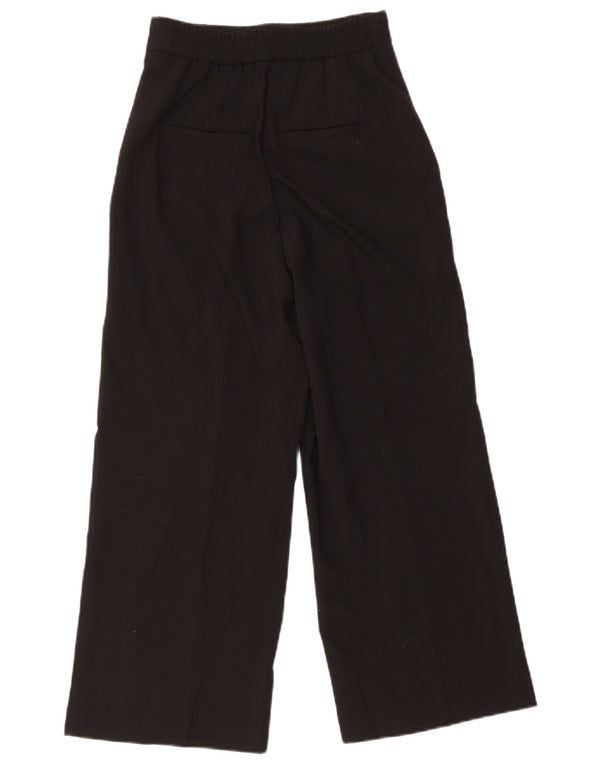 Zara Womens High Waist Wide Leg Capri Trousers XS W24 L22 Black Polyester