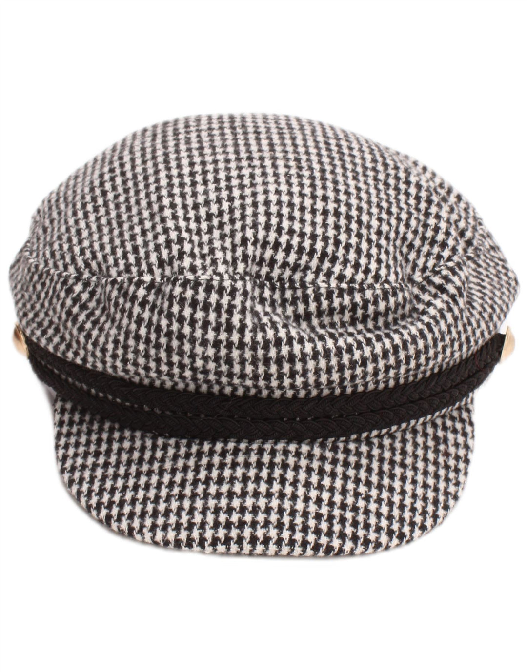 Zara Womens Newsboy Cap Small Black Houndstooth