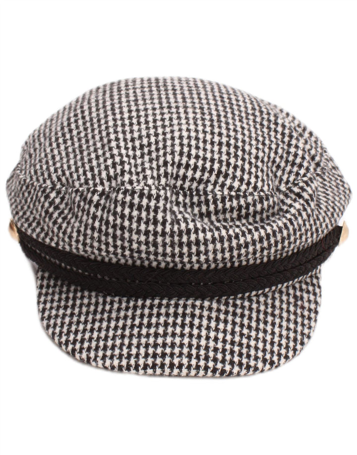 Zara Womens Newsboy Cap Small Black Houndstooth