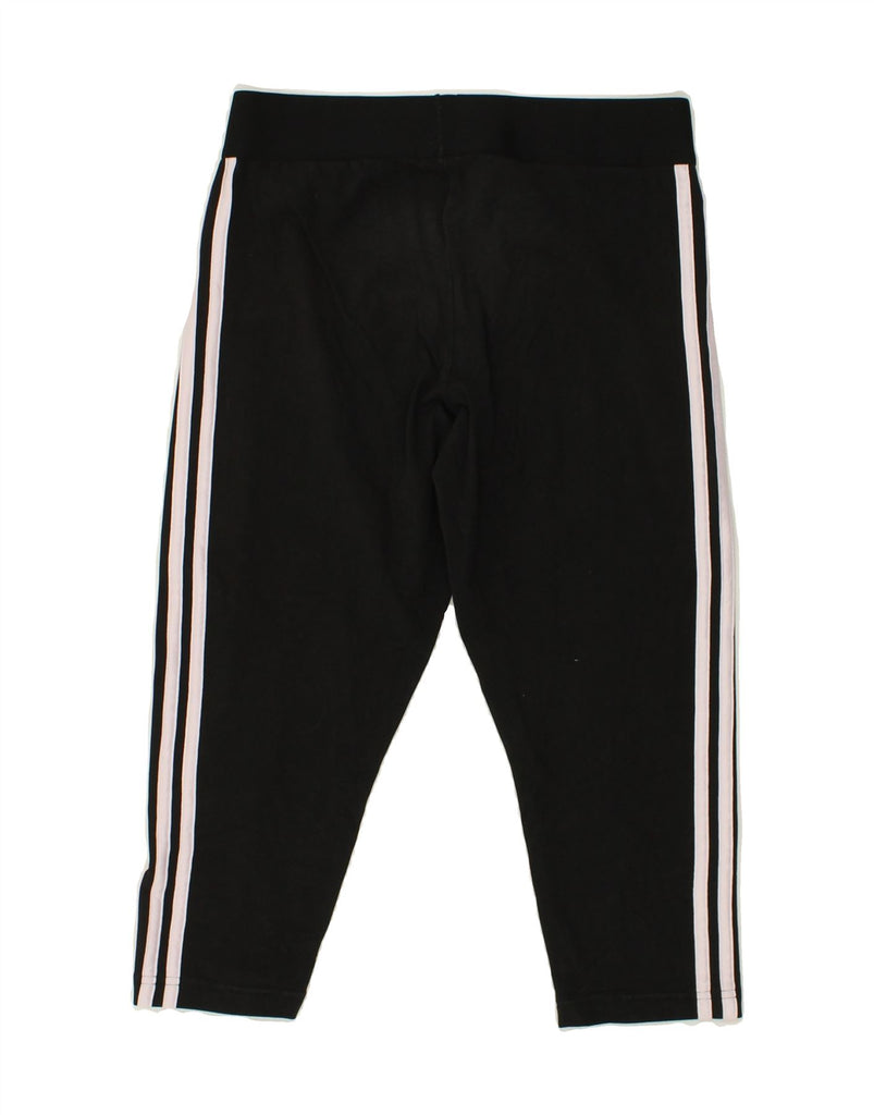 ADIDAS Womens Capri Tracksuit Trousers UK 12/14 Medium Black Cotton | Vintage Adidas | Thrift | Second-Hand Adidas | Used Clothing | Messina Hembry 