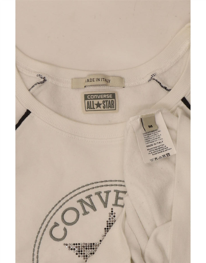 CONVERSE Womens Chuck Taylor Crop Sweatshirt Jumper UK 12 Medium White