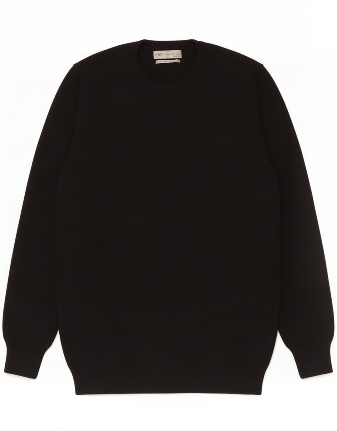 Marks & Spencer Mens Crew Neck Jumper Sweater Medium Black Lambswool