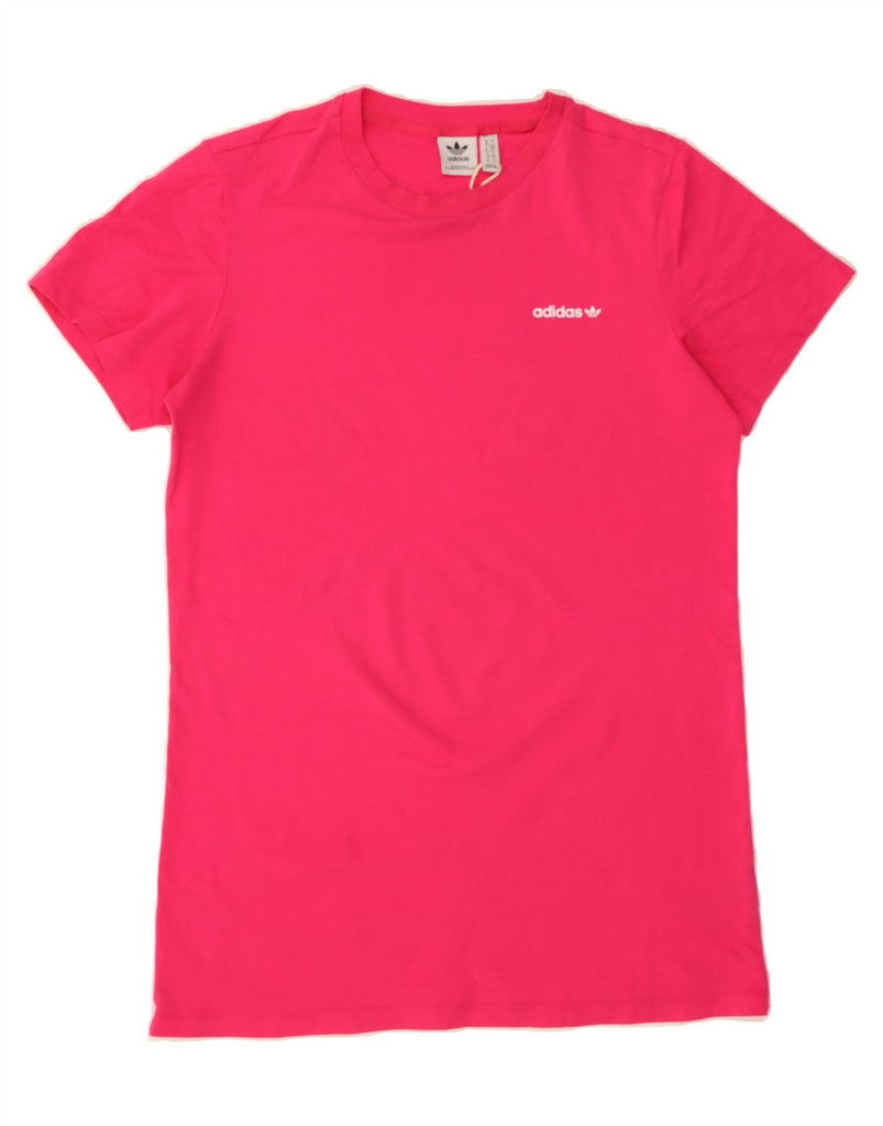 ADIDAS Womens Oversized Graphic T-Shirt Dress UK 10 Small Pink Cotton Vintage Adidas and Second-Hand Adidas from Messina Hembry 