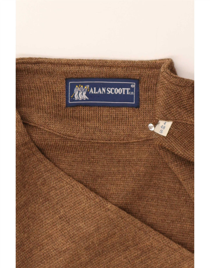 Alan Scoott Mens Knit Waistcoat IT 48 Small Brown Wool