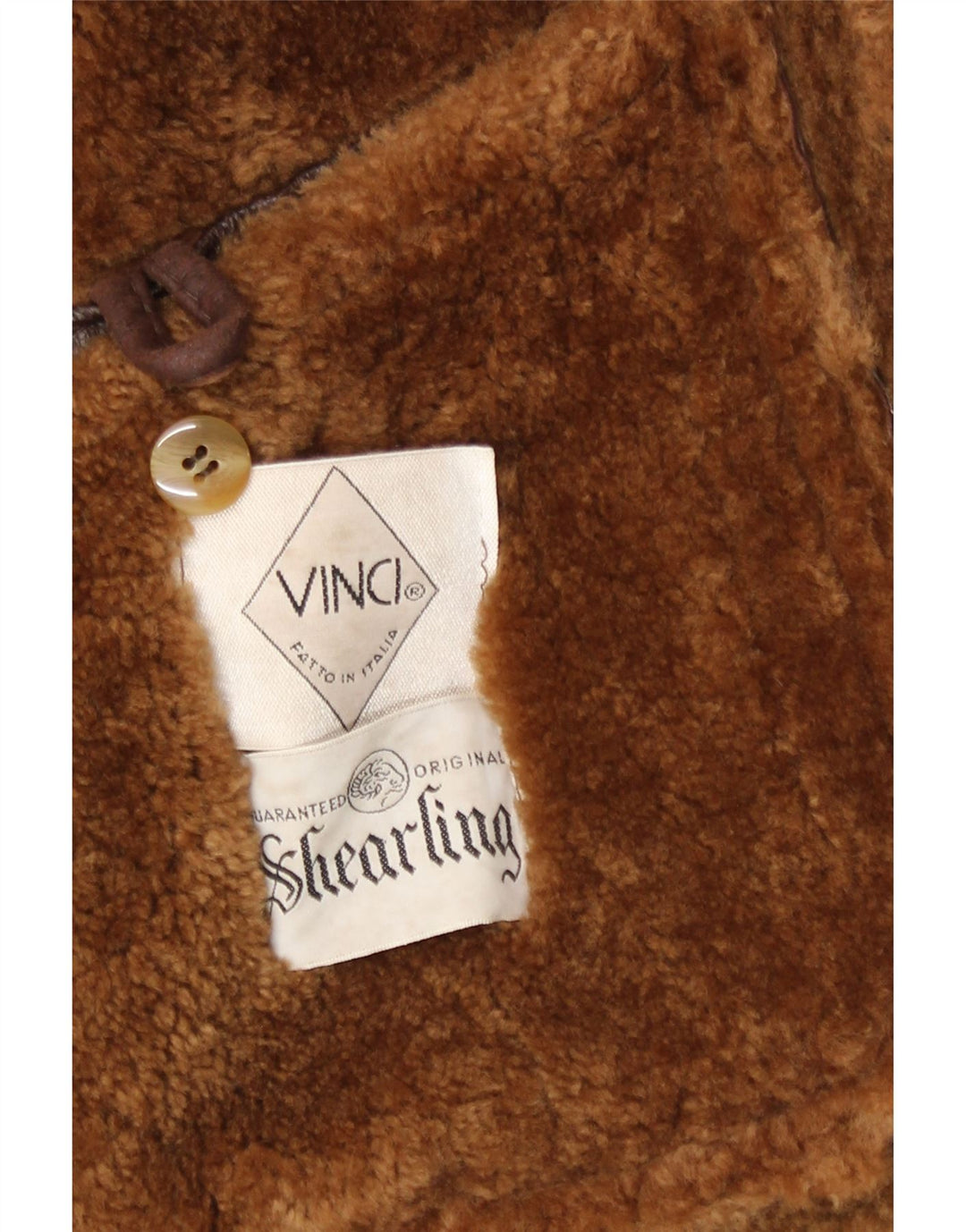 Vinci Mens Shearling Jacket UK 40 Large Brown Shearling