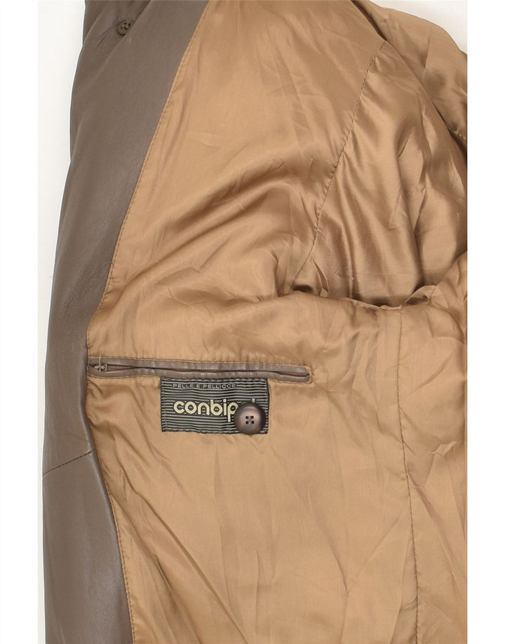 CONBIPEL Mens Leather Jacket IT 46 Small Brown Leather