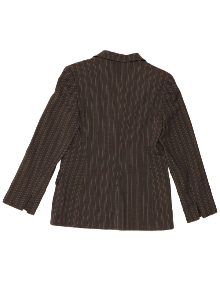 Bianco e Blu Womens 2 Button Blazer Jacket IT 42 Medium Grey Striped