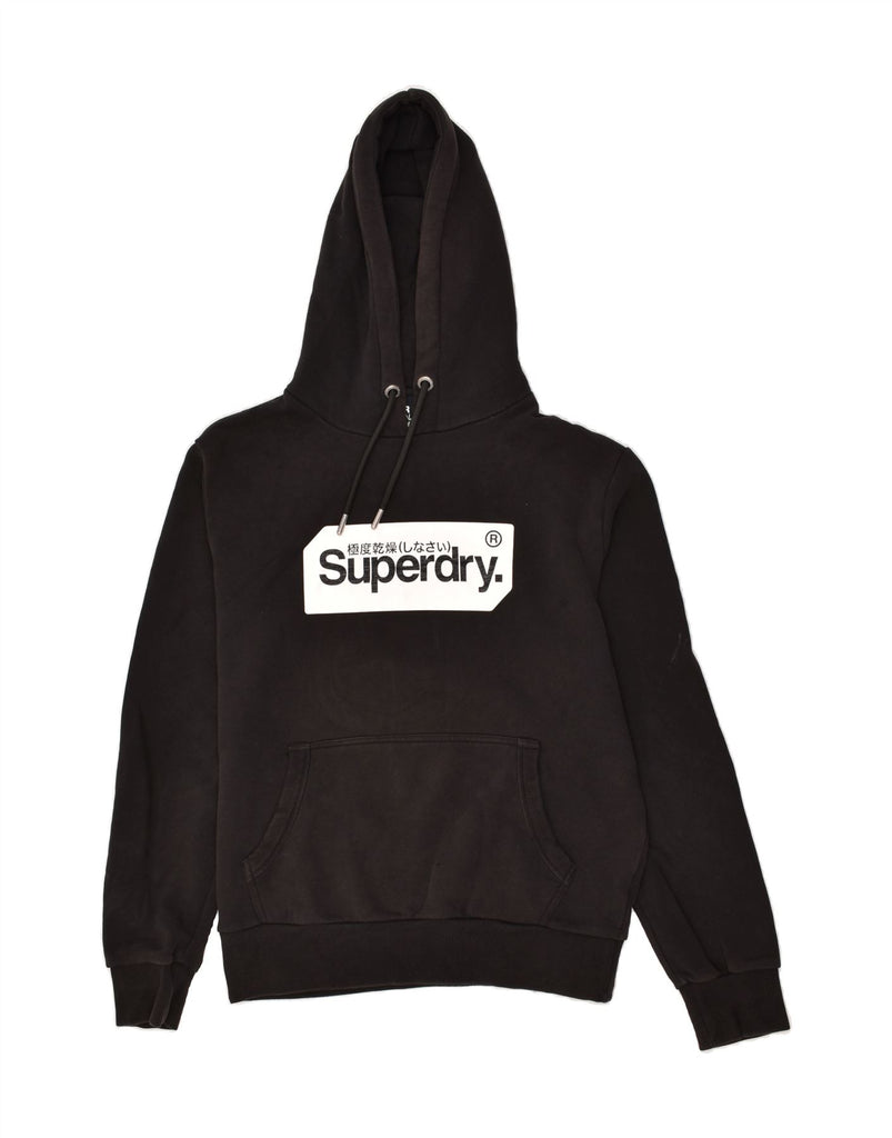 SUPERDRY Mens Graphic Hoodie Jumper Small Black Cotton | Vintage Superdry | Thrift | Second-Hand Superdry | Used Clothing | Messina Hembry 
