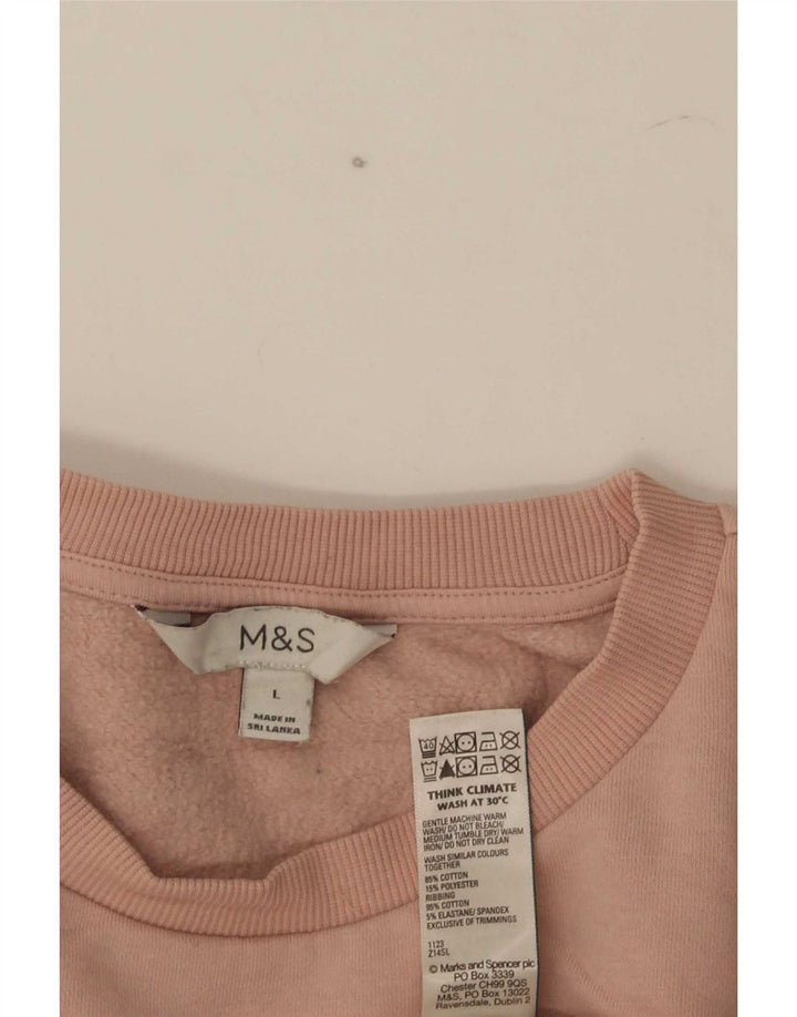 Marks & Spencer Womens Oversized Sweatshirt Jumper UK 16 Large Pink Cotton