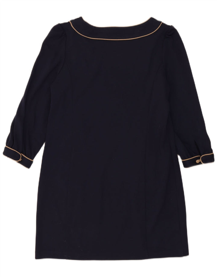 Next Womens 3/4 Sleeve Shift Dress UK 14 Large Navy Blue Polyester