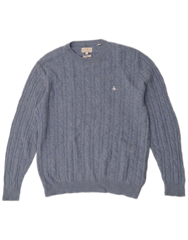 Jack Wills Mens The Marlow Crew Neck Jumper Sweater Large Blue Wool
