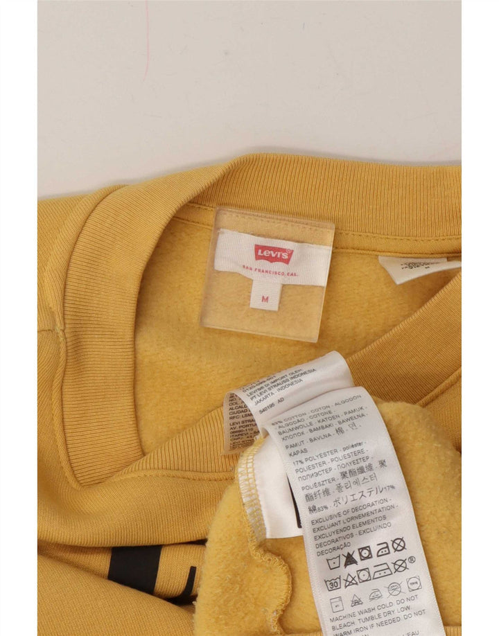 Levi's Womens Oversized Crop Graphic Sweatshirt Jumper UK 14 Medium Yellow