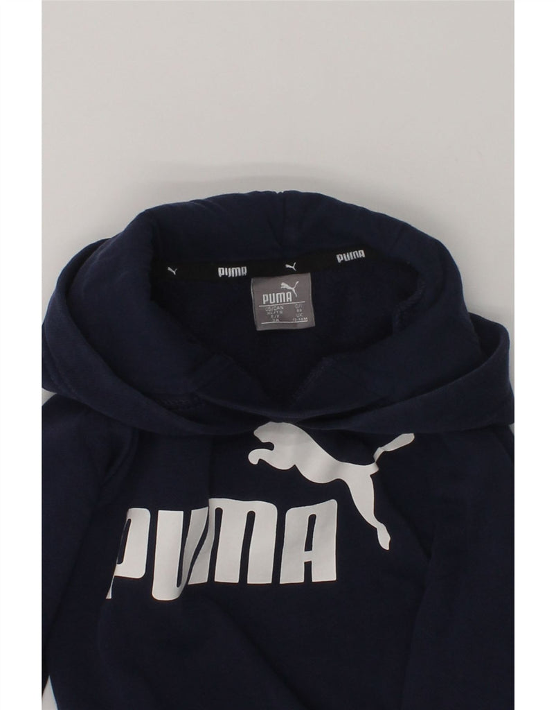 PUMA Baby Boys Graphic Hoodie Jumper 12-18 Months Navy Blue Cotton | Vintage Puma | Thrift | Second-Hand Puma | Used Clothing | Messina Hembry 