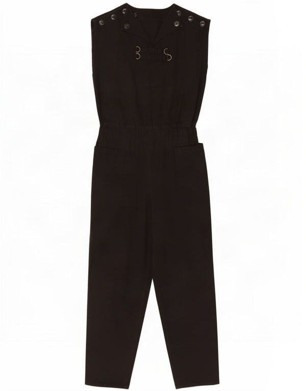 Vintage Womens Jumpsuit UK 10 Small Black Cotton
