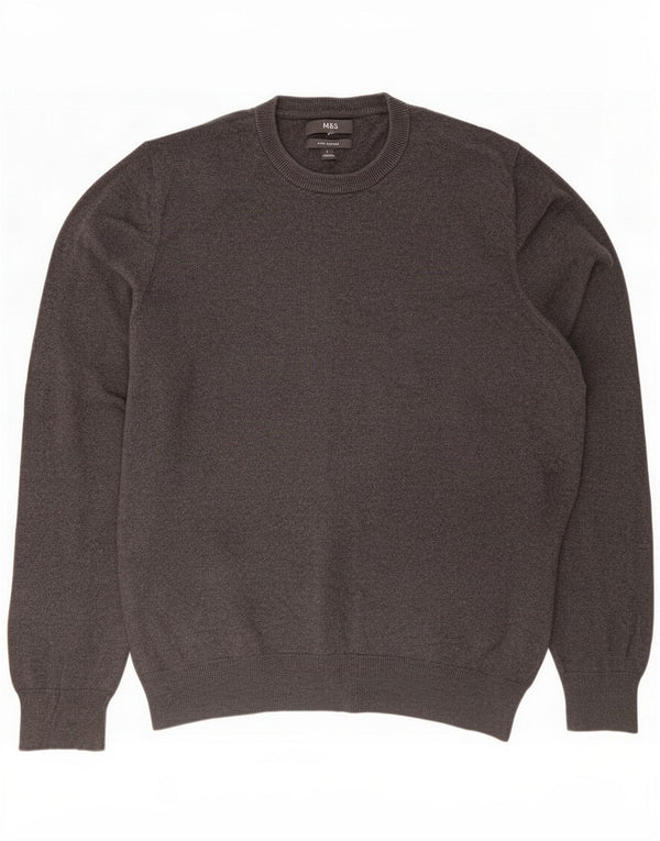 Marks & Spencer Mens Crew Neck Jumper Sweater Large Grey Cotton