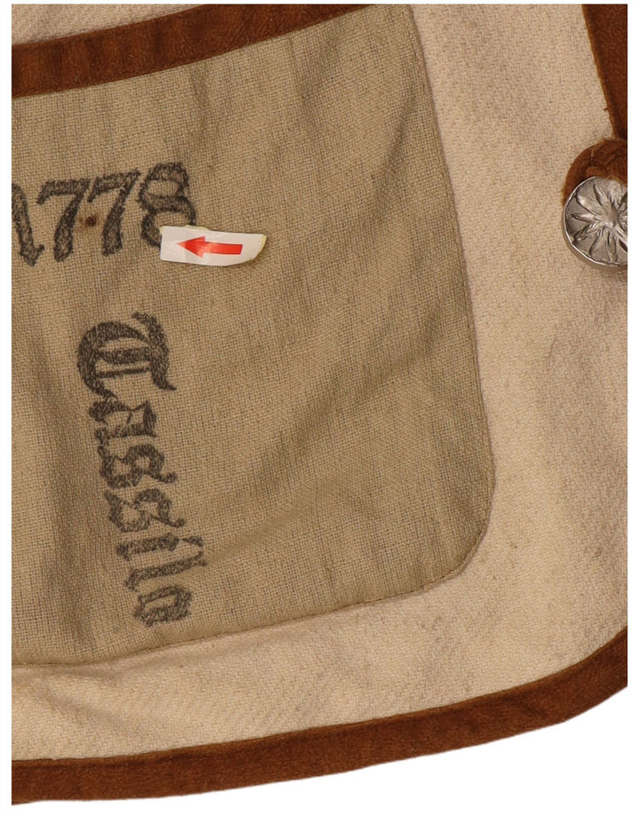 Vintage Mens Graphic Duffle Jacket UK 44 2XL Beige