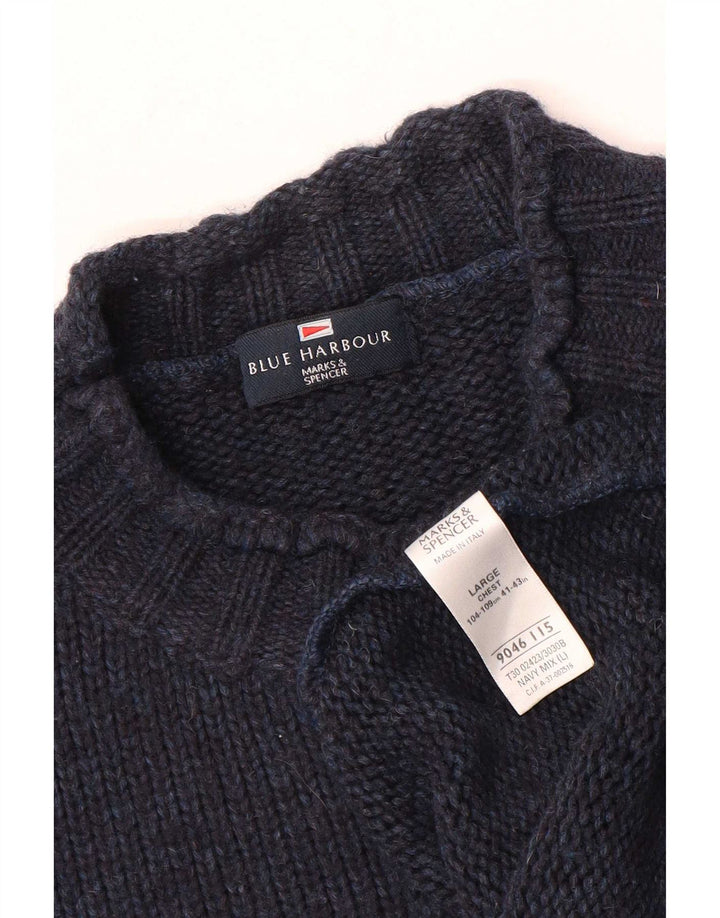 Marks & Spencer Mens Blue Harbour Turtle Neck Jumper Sweater Large Navy