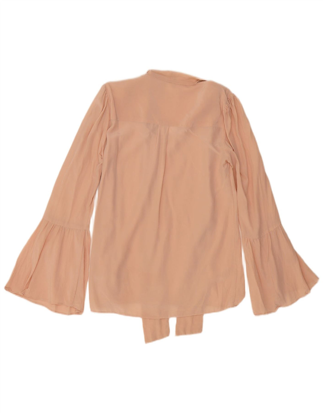 Michael Kors Womens Front Tie Long Sleeve Blouse Top UK 10 Small Pink Silk