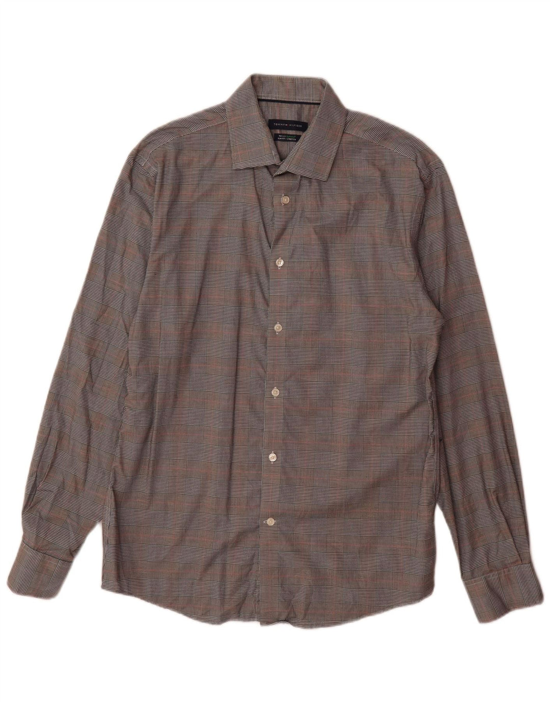 Tommy Hilfiger Mens Slim Fit Shirt Size 15 1/2 Medium Grey Check Cotton