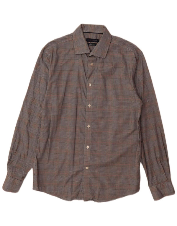 Tommy Hilfiger Mens Slim Fit Shirt Size 15 1/2 Medium Grey Check Cotton